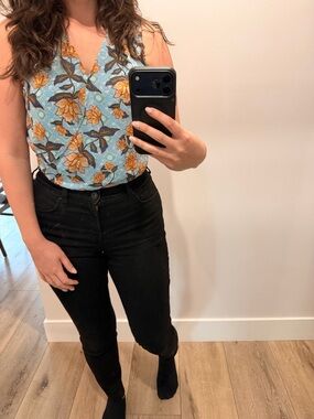 Rachel Zoe Floral Sleeveless Top - Blue and Orange